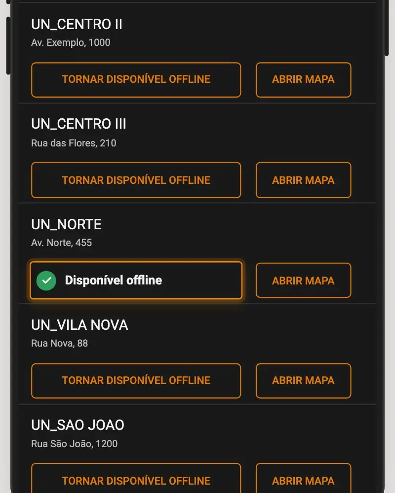 Animação: a unidade é baixada para o aparelho e fica disponível offline