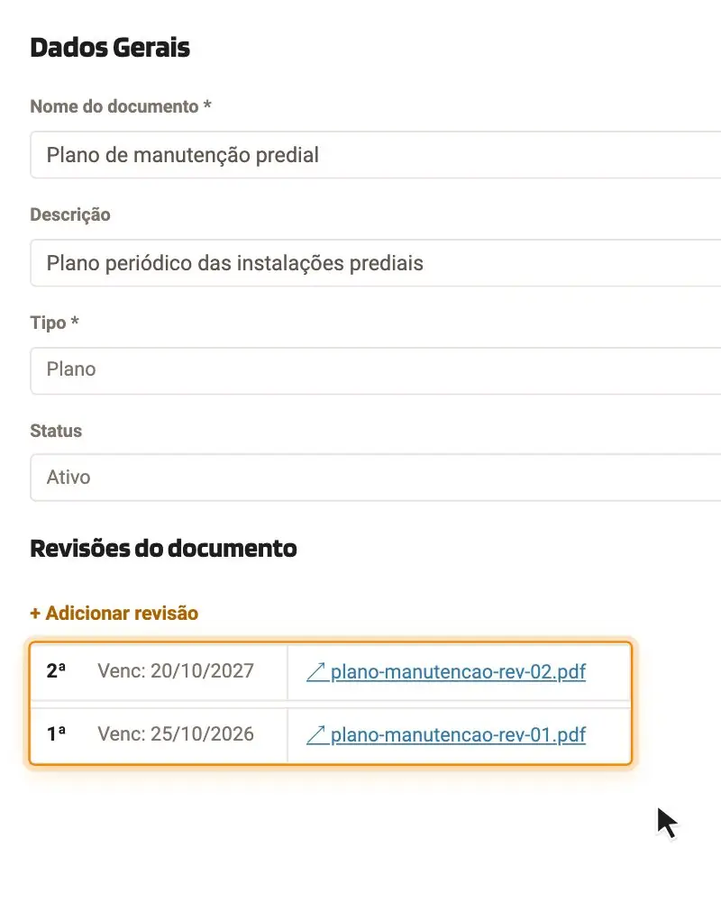 Animação: documentos ligados ao ativo