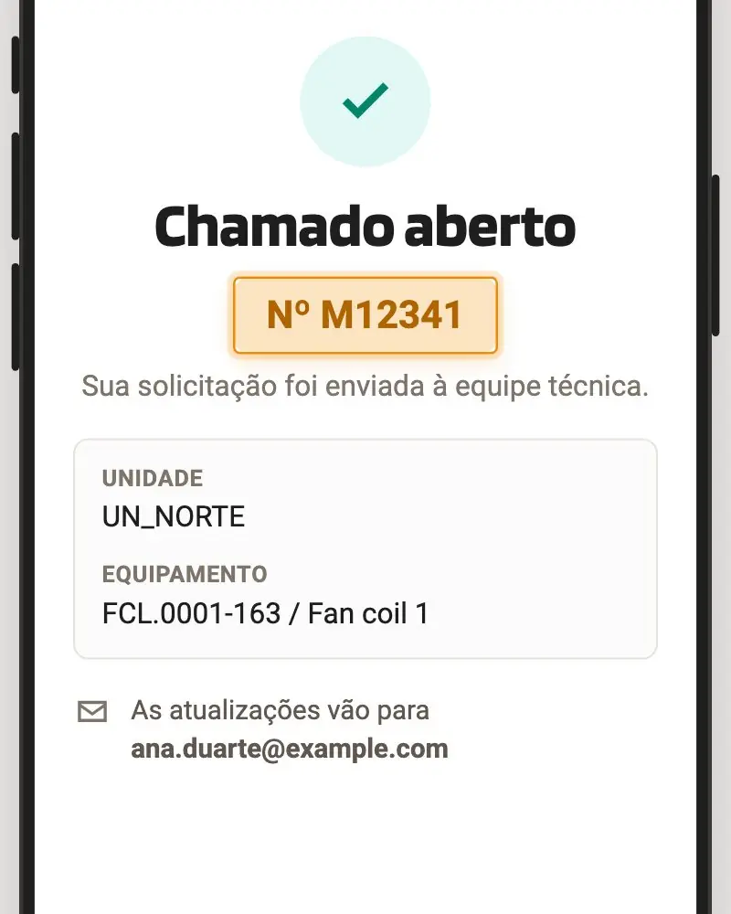 Animação: chamado aberto pelo navegador do celular, sem login