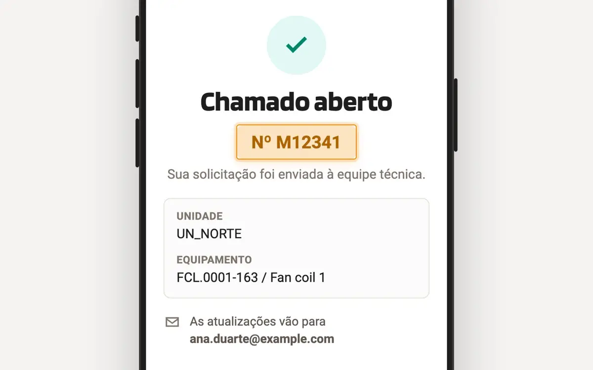 Animação: chamado aberto pelo navegador do celular, sem login